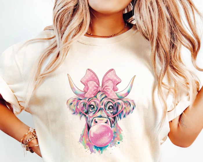 Coquette Highland Cow Bubblegum - Image 1