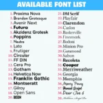 font list